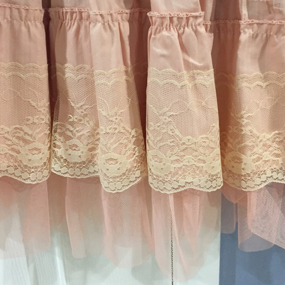 SOLD Lolita Elegant Pink Lace Trimmed Skirt - Picture 4 of 4